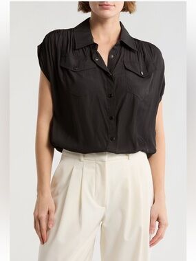 Ramy Brook Cyra Snap Front Shirt In Black